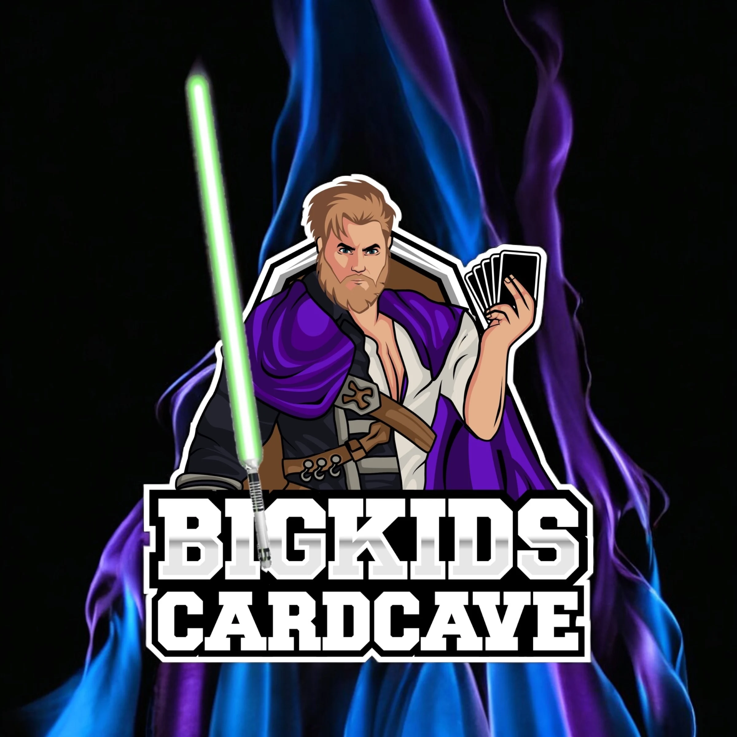 BKCC mascot — The Jedi, lightsaber drawn with blue and purple flames